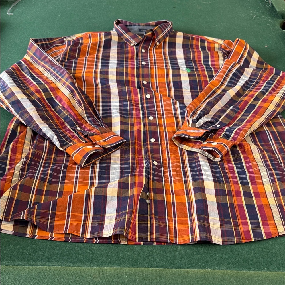 U.S. Polo Assn. Orange and Purple Plaid Shirt.    CAJA.  #. 1